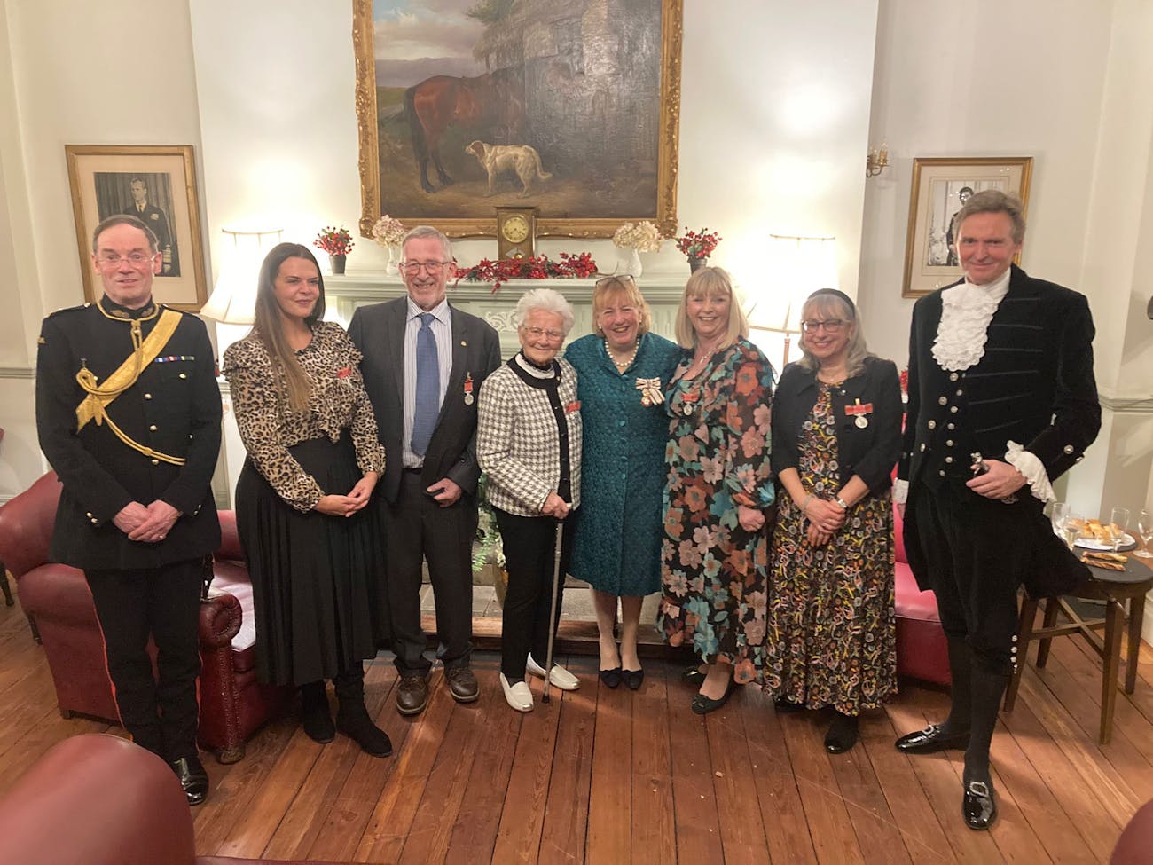 Margaret with Norfolk's Lord Lieutenant, Lady Dannatt, and other dignitaries.
