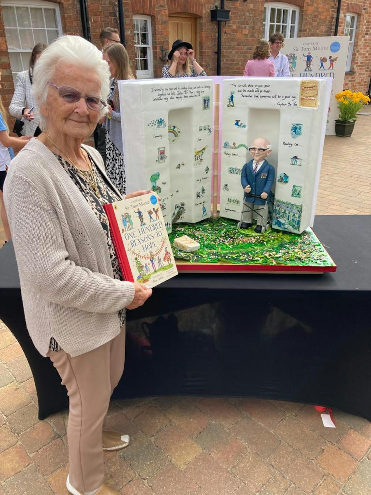 Margaret at the launch of Captain Tom's book.