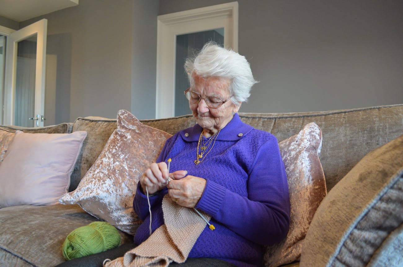 Margaret knits for ten hours a day, at least.